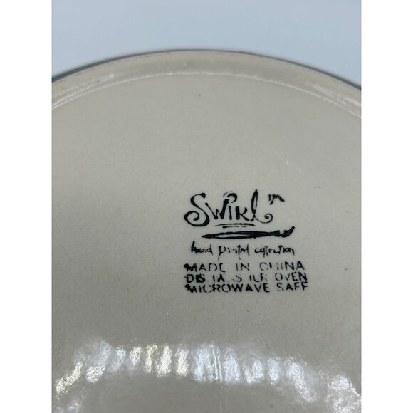 Swirl Serving Bowl Pasta Striped 12" Hand Painted Multi-color Granny Core - Picture 5 of 7